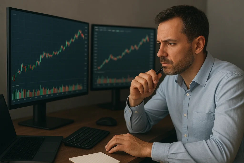 un trader qui applique diffetents strategie